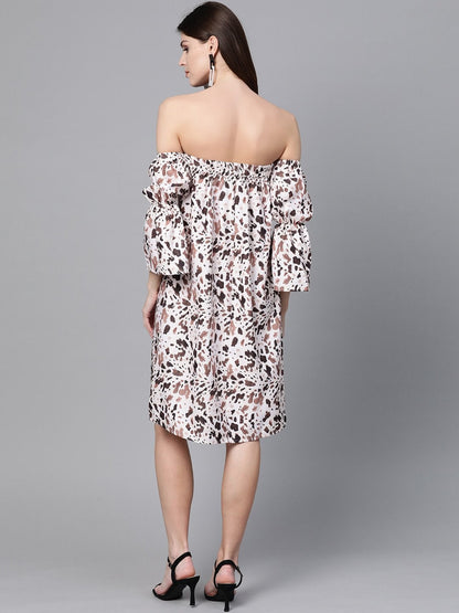 Women's Off White Leopard Bardot Shift Dress