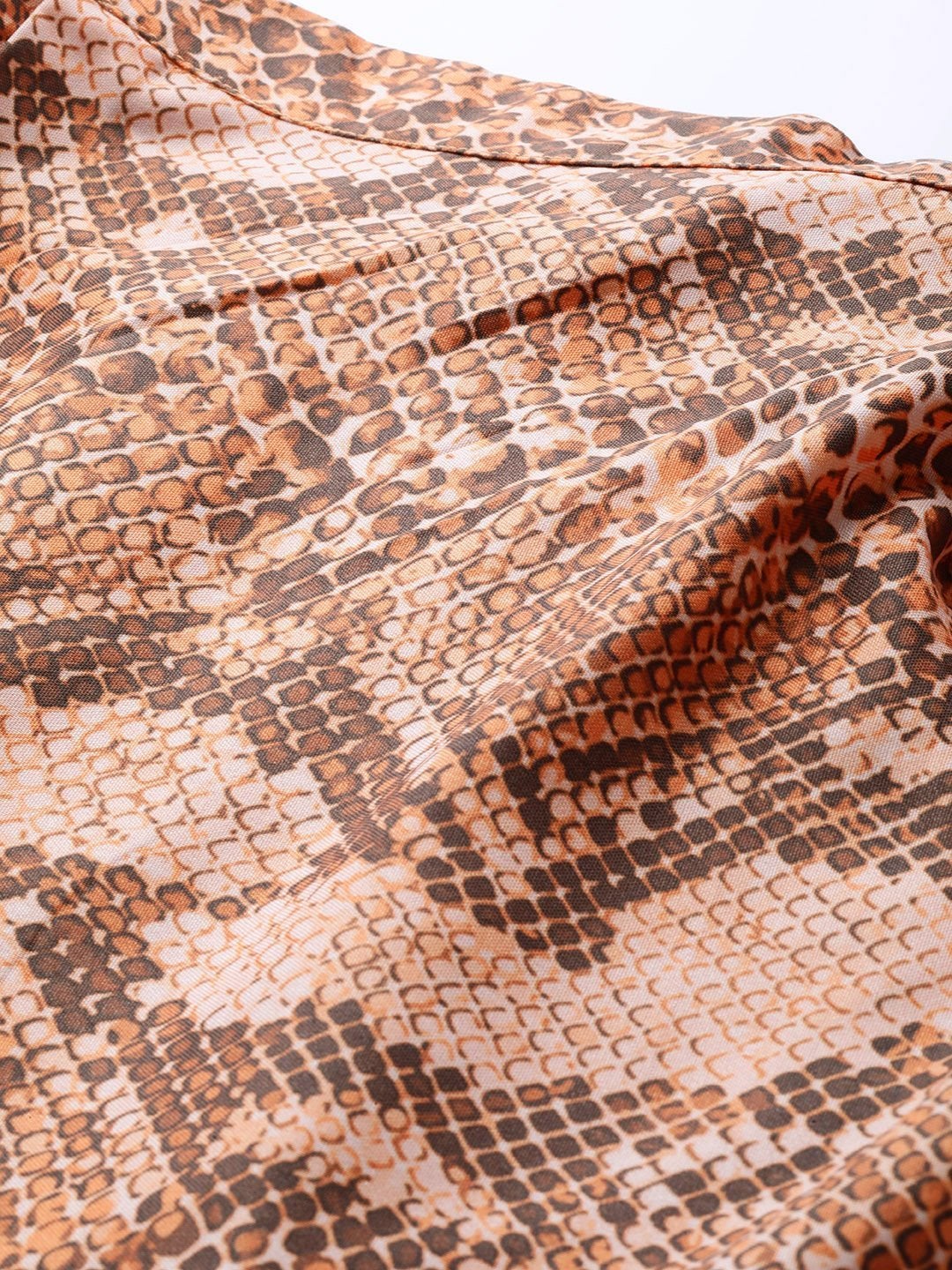 Women's Brown Snake Print Bardot Shift Dress