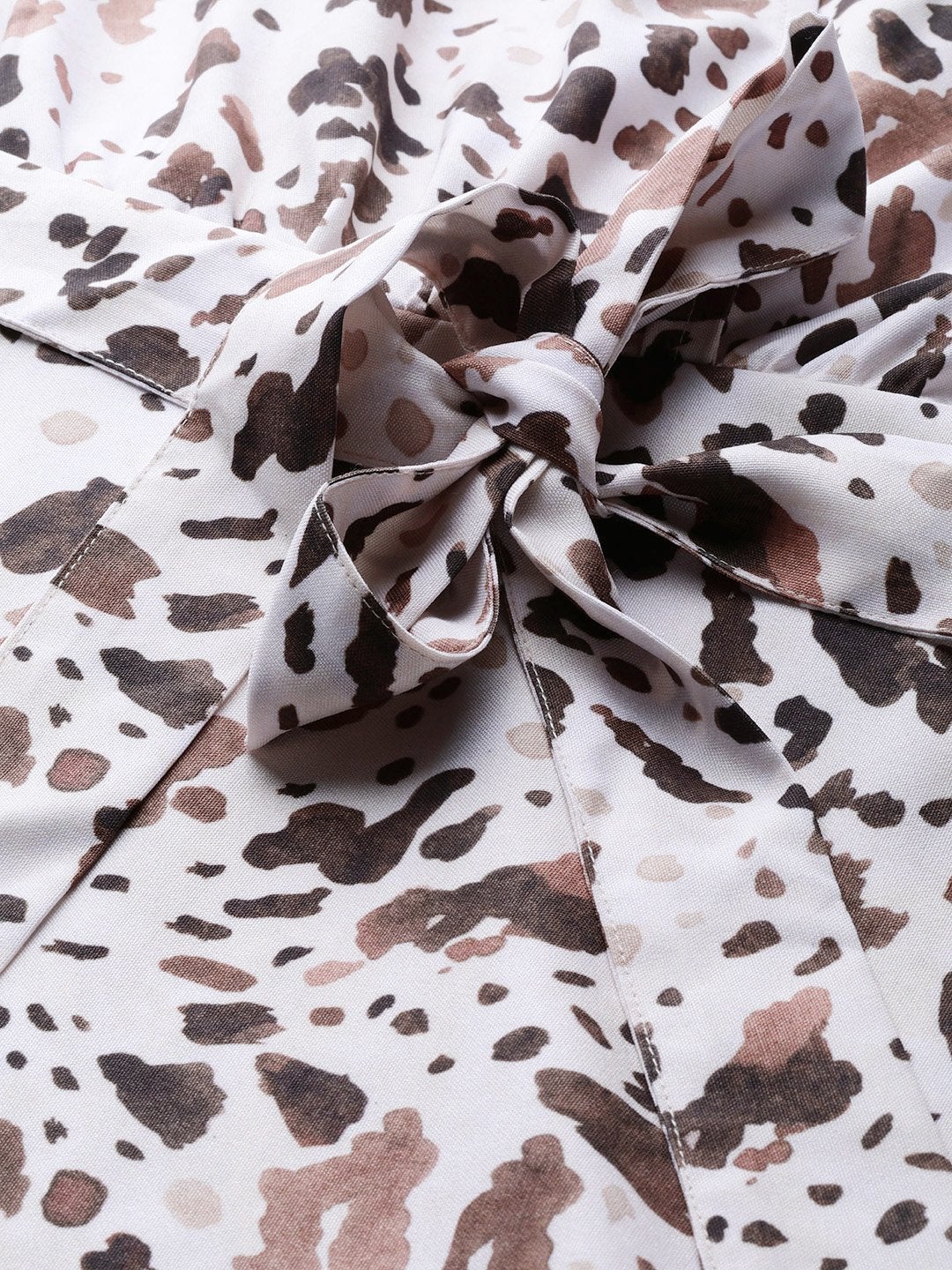 Women's Off White Leopard Belted Midi