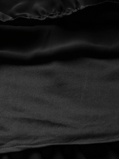 Women's Black Square Neck Tiered Maxi Dress