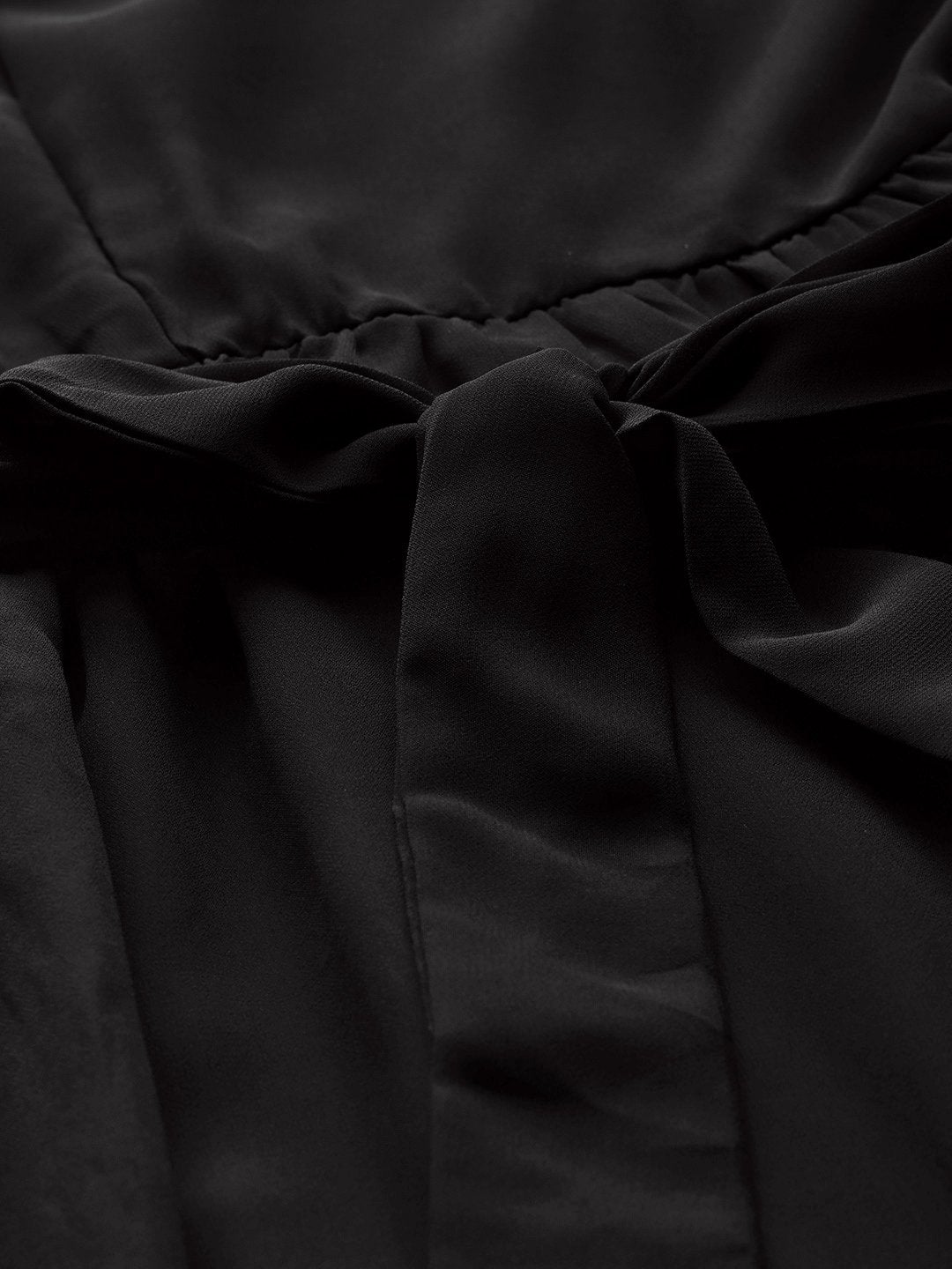 Women's Black Square Neck Tiered Maxi Dress