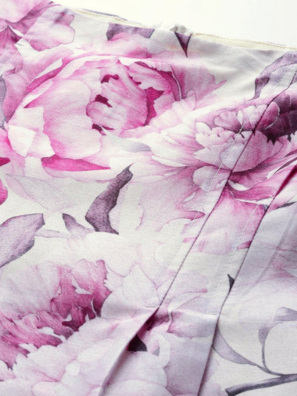 Women's Pink Floral Puff Sleeve Shift Dress
