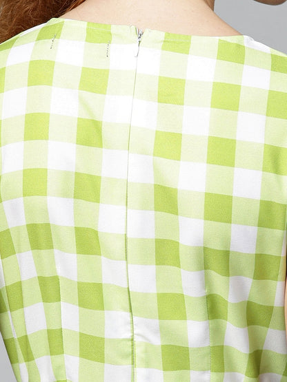 Women's Green & White Check Skater Dress