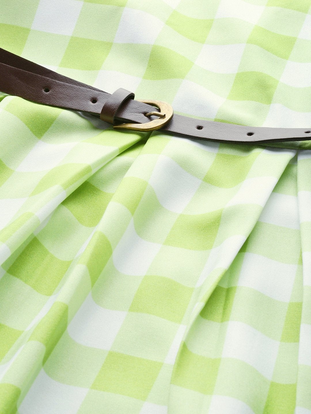 Women's Green & White Check Skater Dress