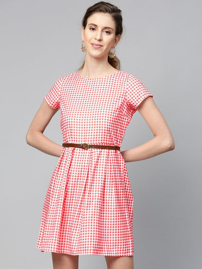 Women's Red & White Check Skater Dress