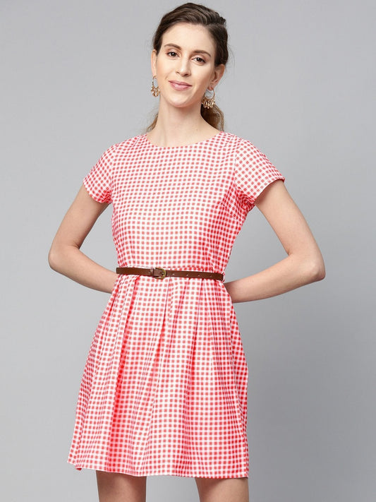 Women's Red & White Check Skater Dress