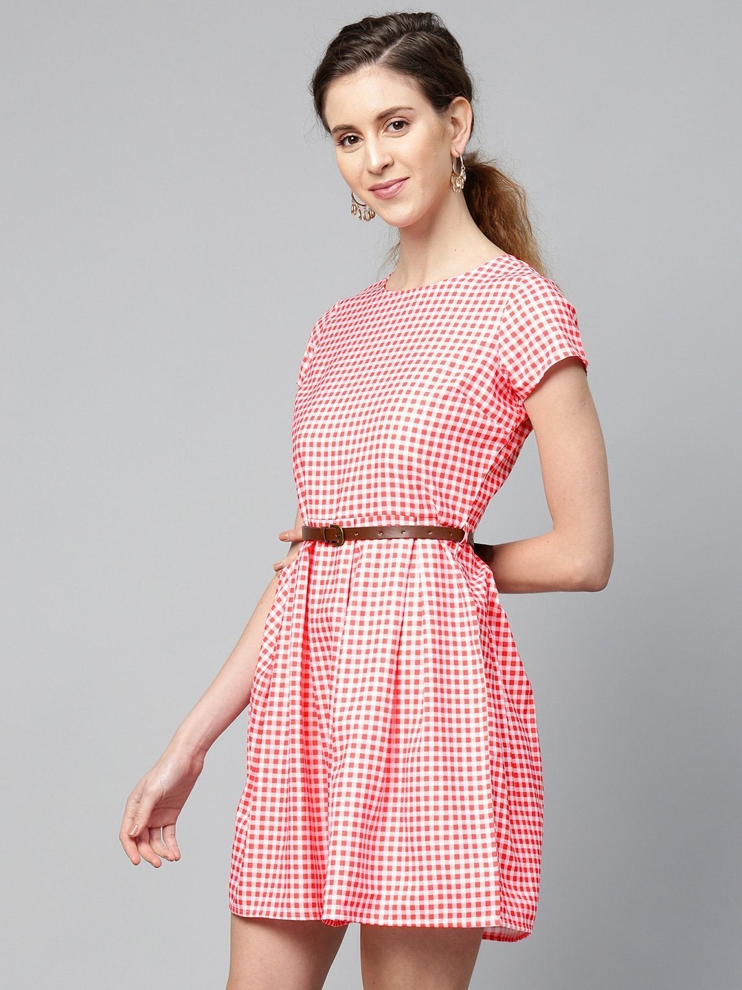 Women's Red & White Check Skater Dress