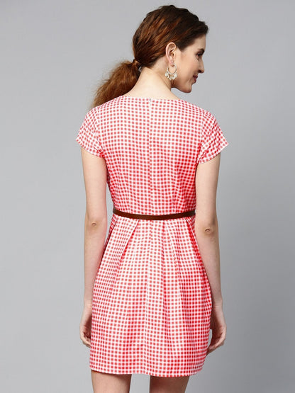 Women's Red & White Check Skater Dress