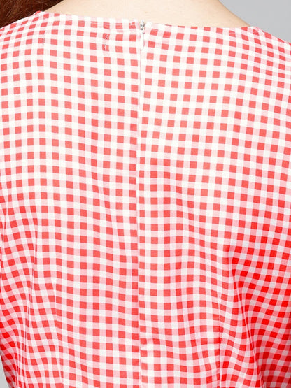 Women's Red & White Check Skater Dress