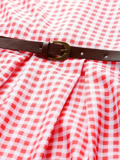 Women's Red & White Check Skater Dress