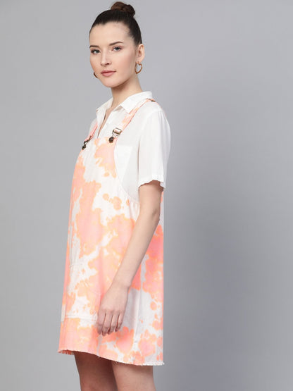 Women's Pink Tie-Dye Pinafore Dress