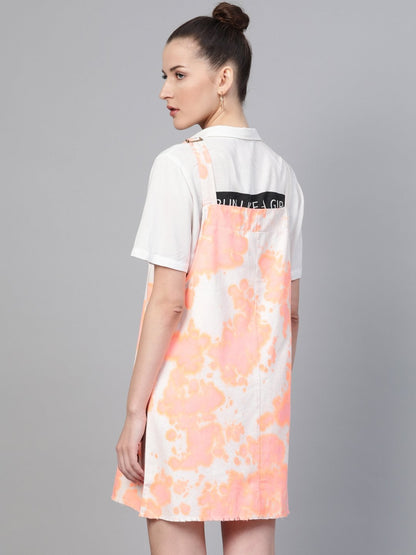 Women's Pink Tie-Dye Pinafore Dress