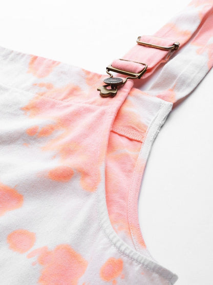 Women's Pink Tie-Dye Pinafore Dress