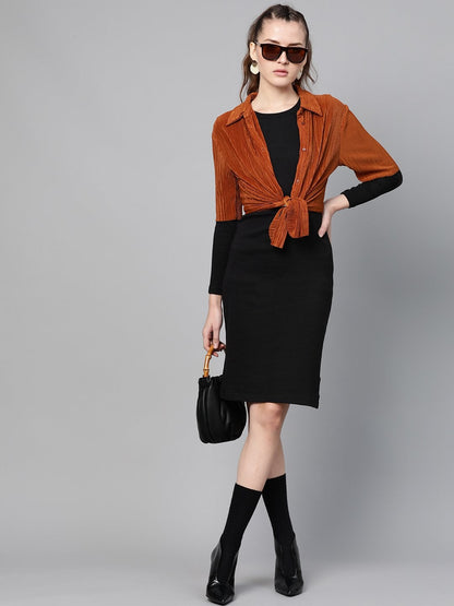 Women's Black Rib Bodycon Dress