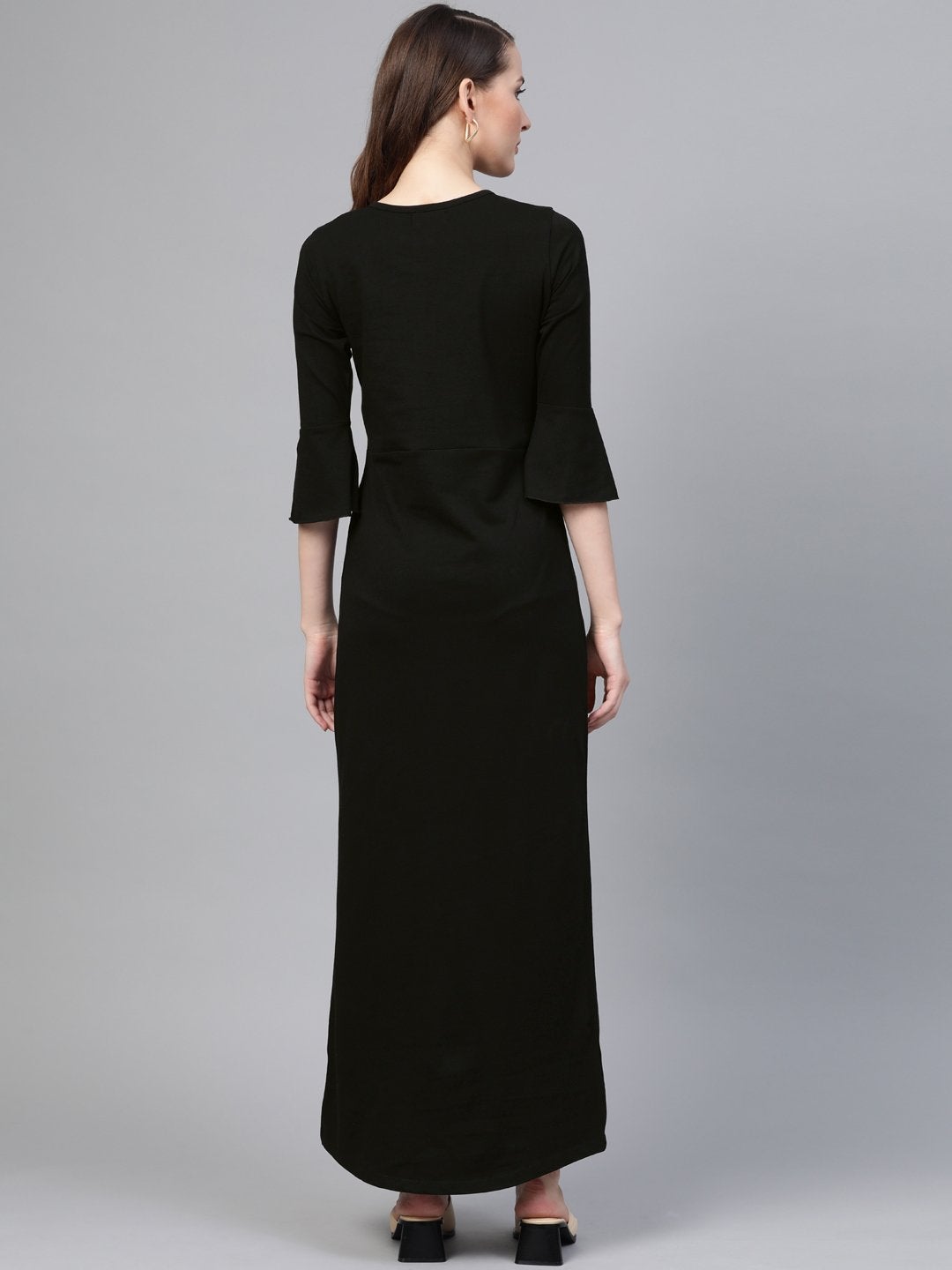 Women's Black Front Criss Cross Detail Maxi