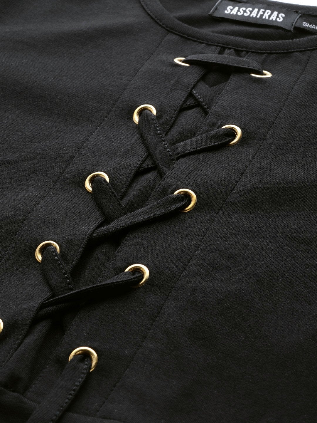Women's Black Front Criss Cross Detail Maxi