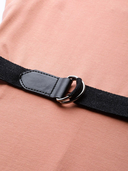 Women's Peach Skater Belted Midi Dress