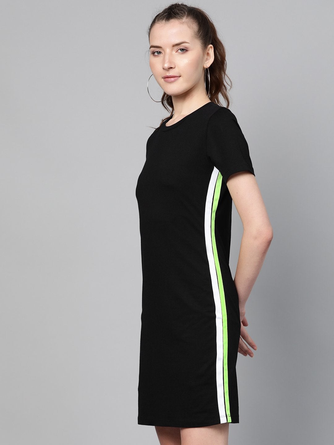 Women's Black Side Tape Bodycon Dress