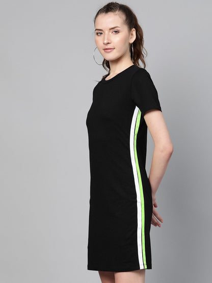 Women's Black Side Tape Bodycon Dress