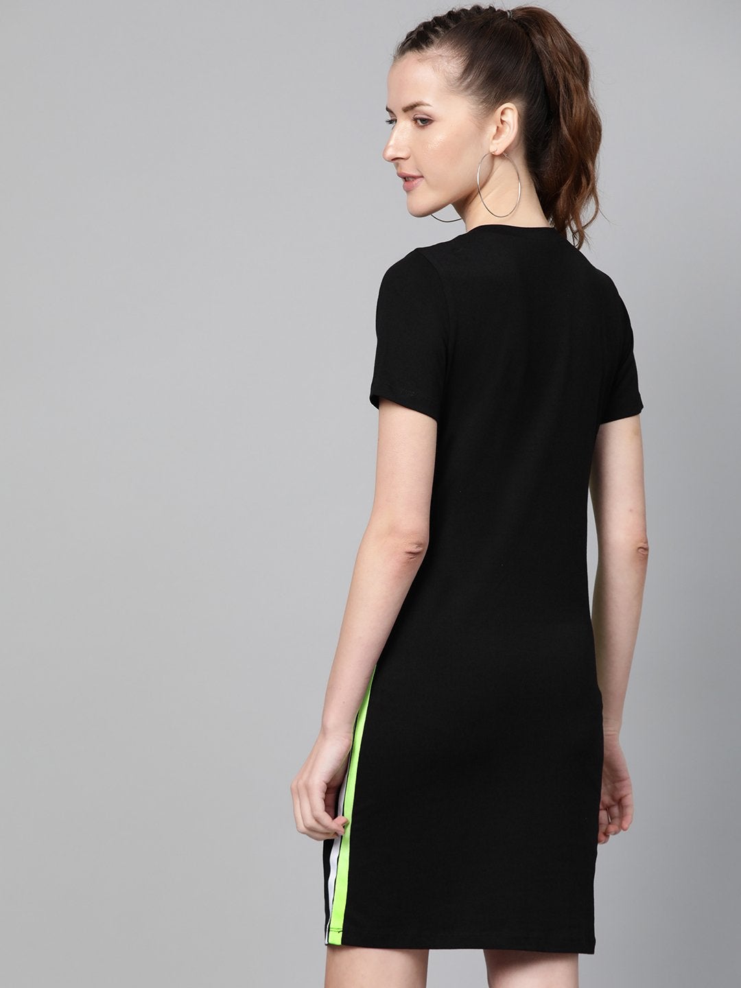 Women's Black Side Tape Bodycon Dress