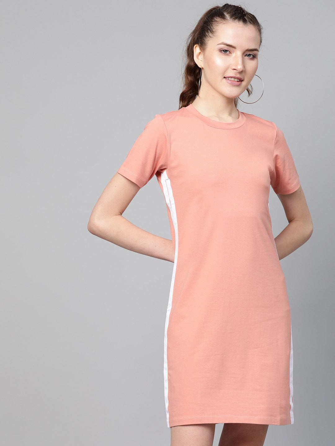 Women's Peach Side Tape Bodycon Dress