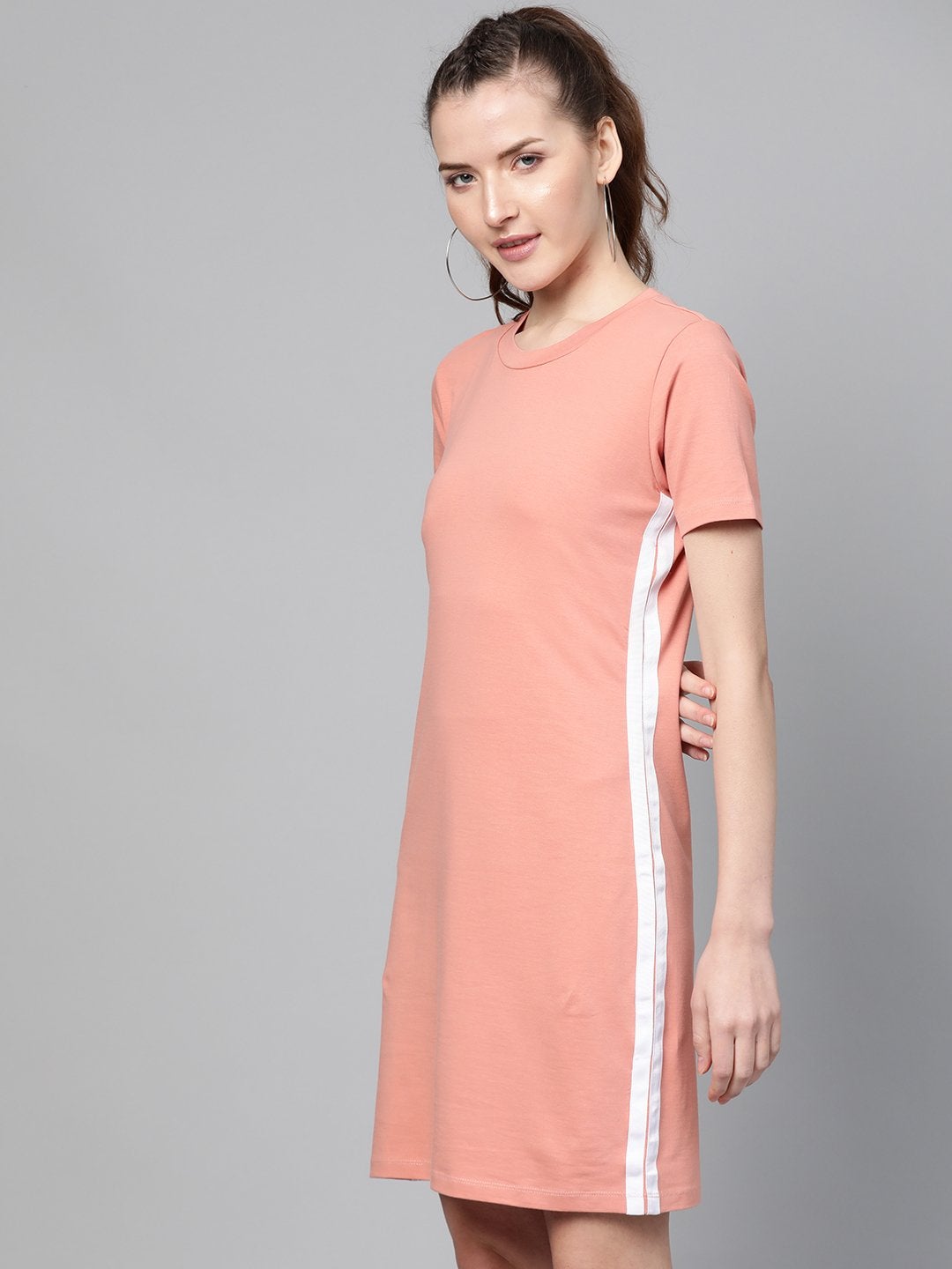 Women's Peach Side Tape Bodycon Dress
