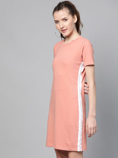 Women's Peach Side Tape Bodycon Dress