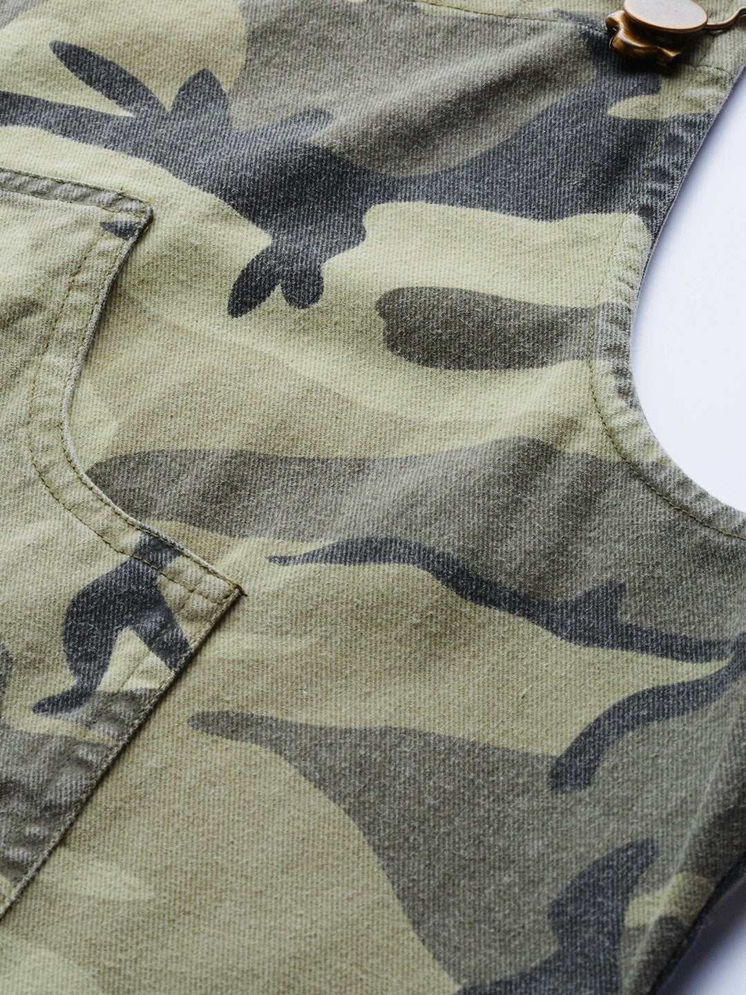 Women's Green Camouflage Twill Pinafore Dress