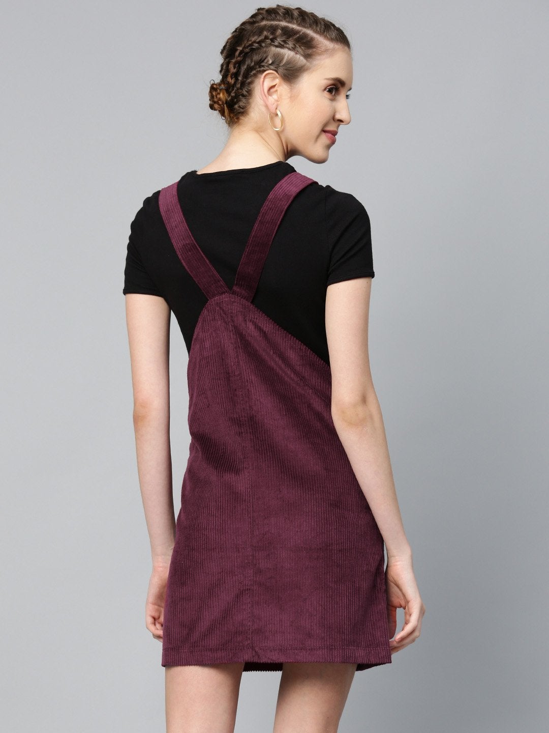 Women's Burgundy Corduroy Pinafore Dress