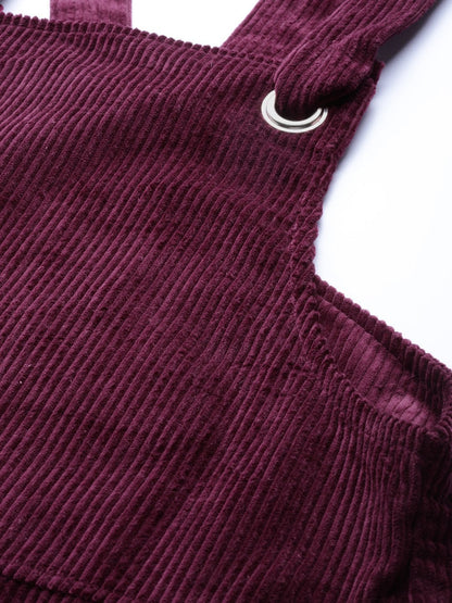 Women's Burgundy Corduroy Pinafore Dress