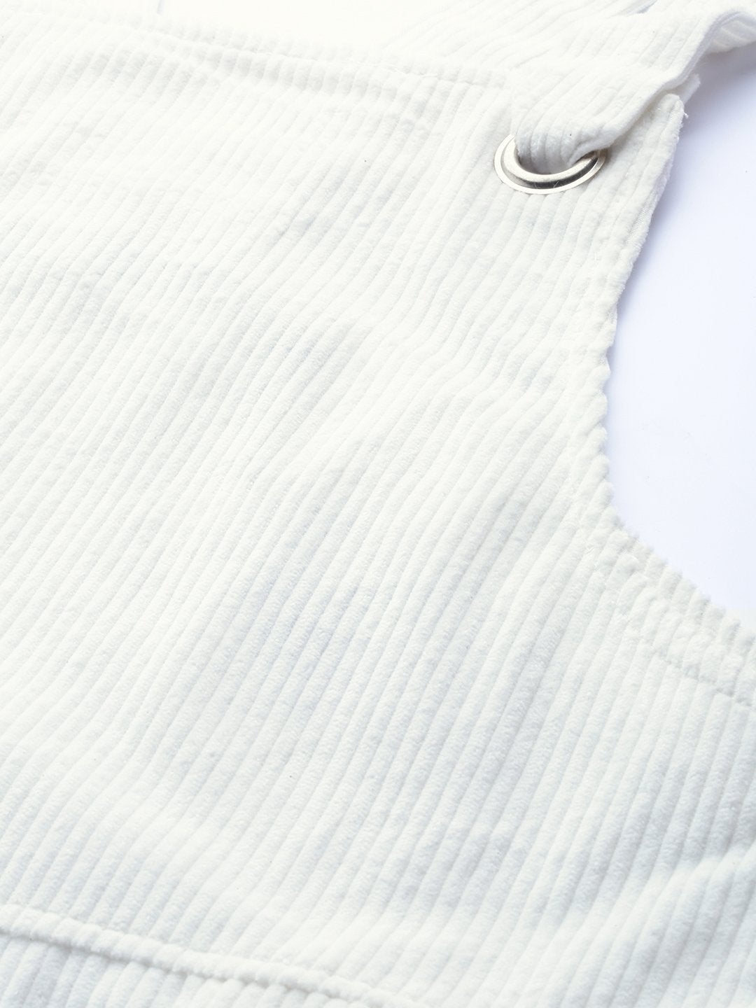 Women's White Corduroy Pinafore Dress