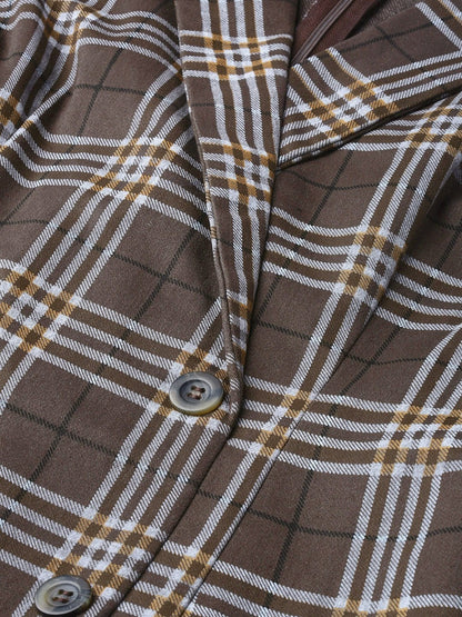 Women's Brown Check Wrap Twill Blazer Dress