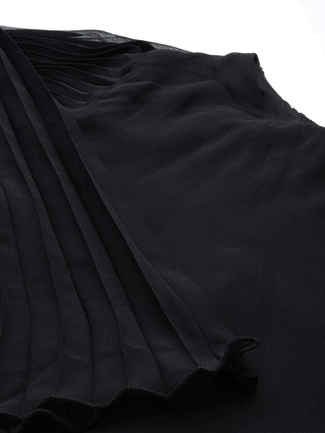 Women's Black Pleated Cape Dress