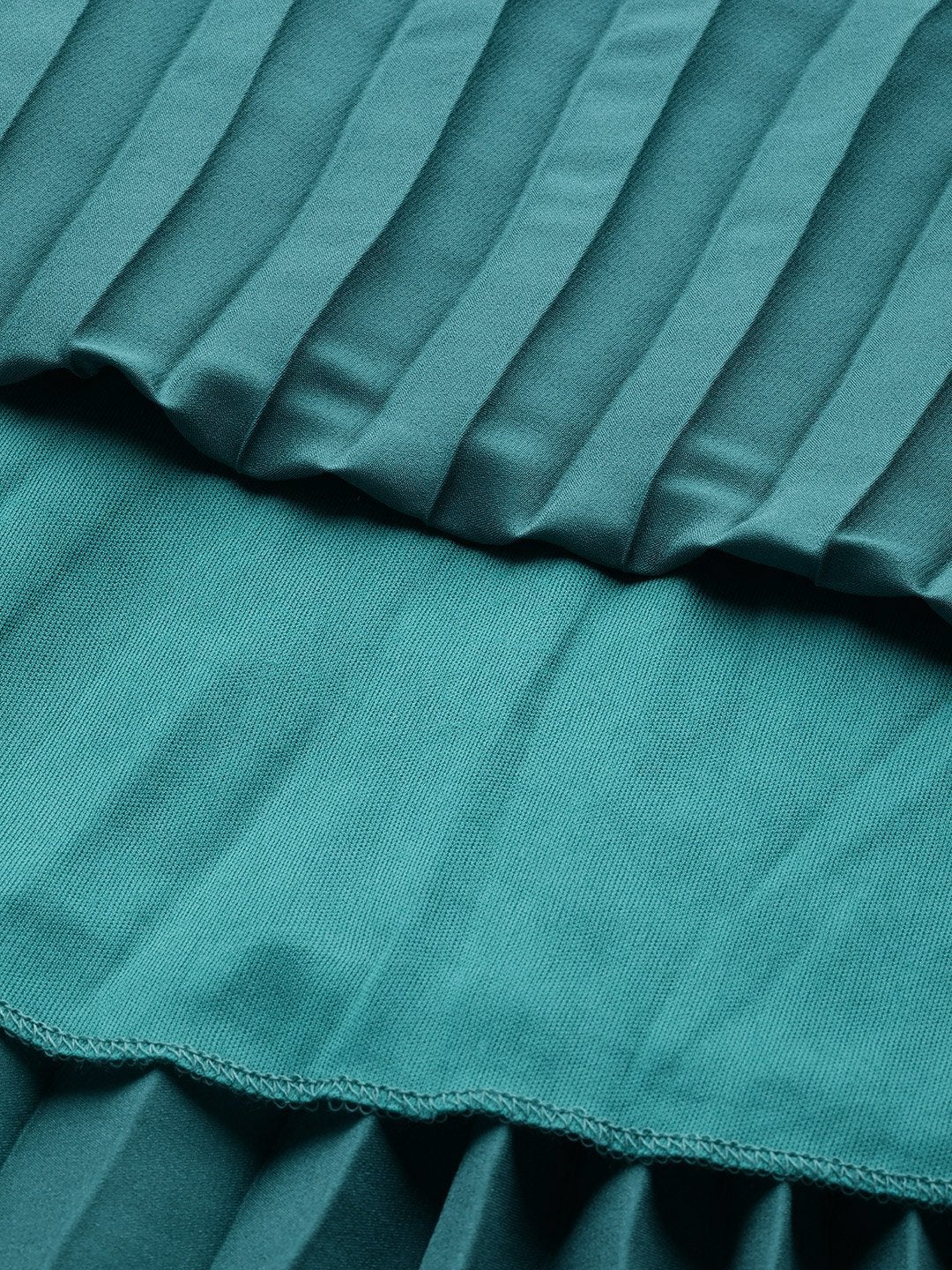 Women's Green Pleated Midi Satin Dress