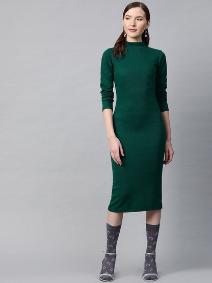 Women's Emerald Rib Full Sleeve Bodycon Dress