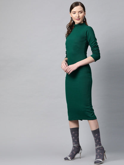 Women's Emerald Rib Full Sleeve Bodycon Dress