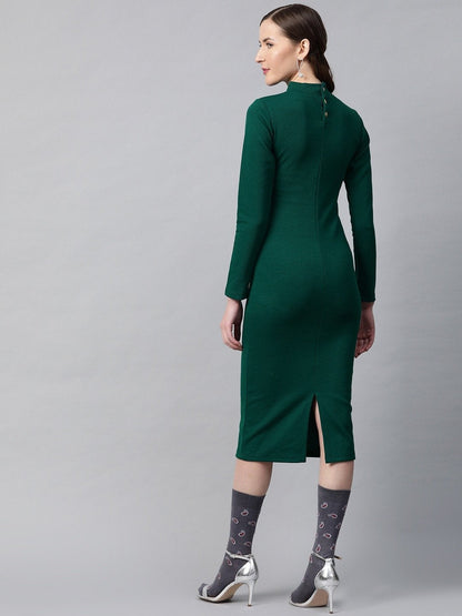 Women's Emerald Rib Full Sleeve Bodycon Dress