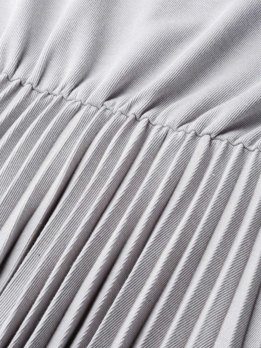 Women's Grey Rib Pleated Skater Dress