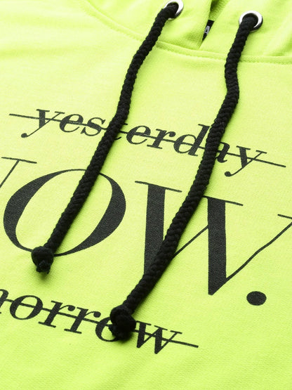 Women's Neon Green Now-Print Terry Hoodie Sweat Dress