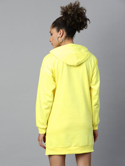 Women's Yellow Fleece Hoodie Sweat Dress