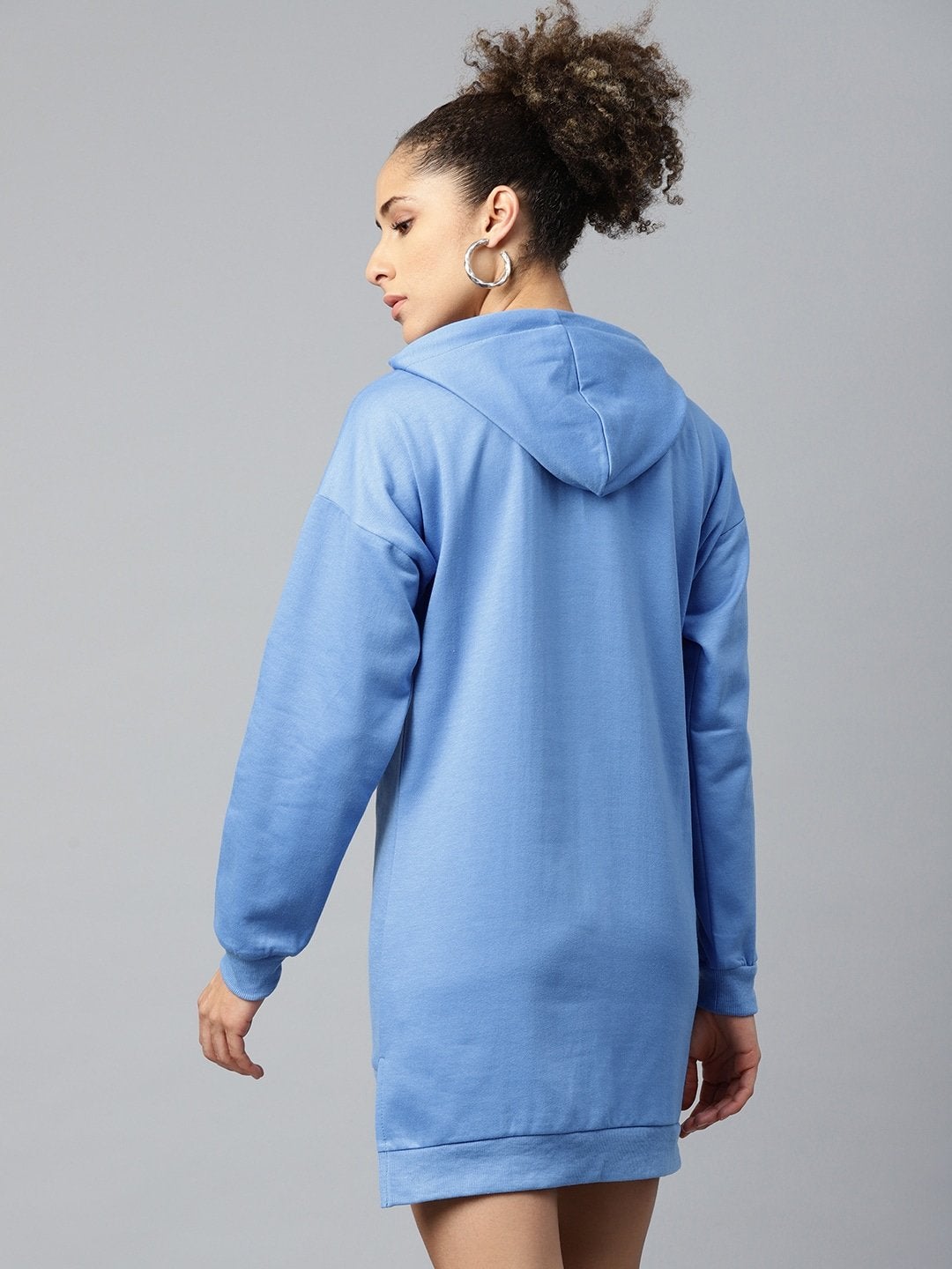 Women's Blue Fleece Hoodie Sweat Dress