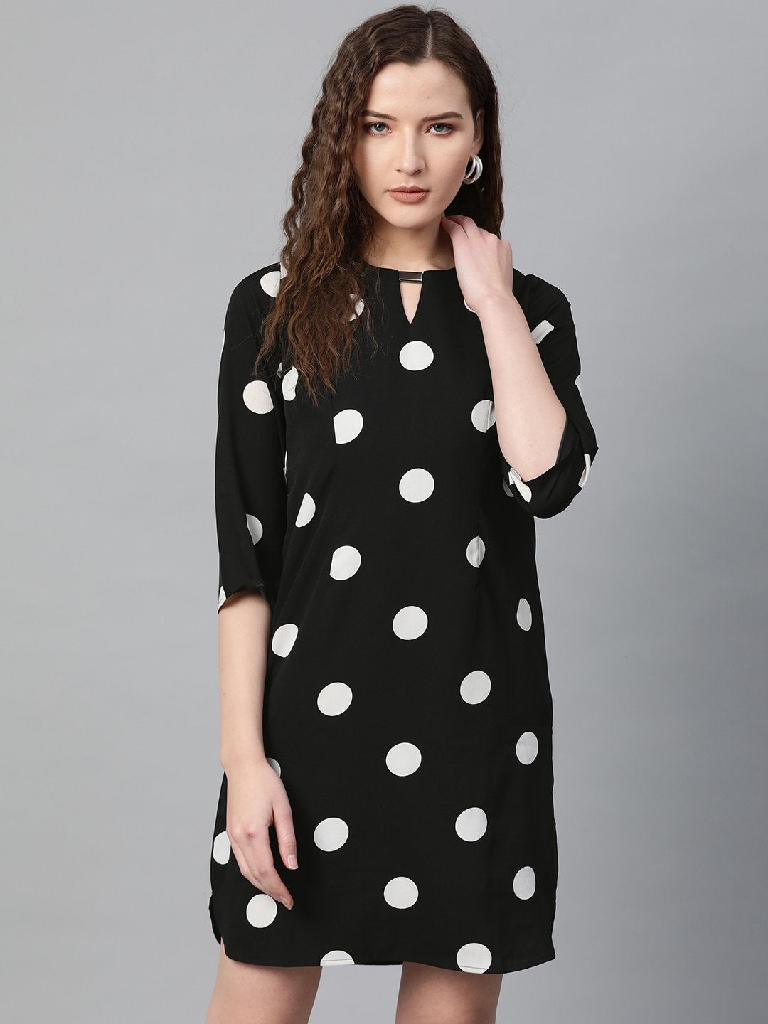 Women's Black Polka Shift Dress