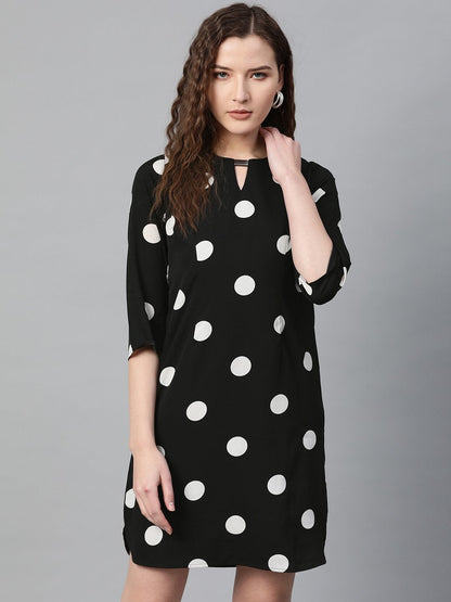 Women's Black Polka Shift Dress