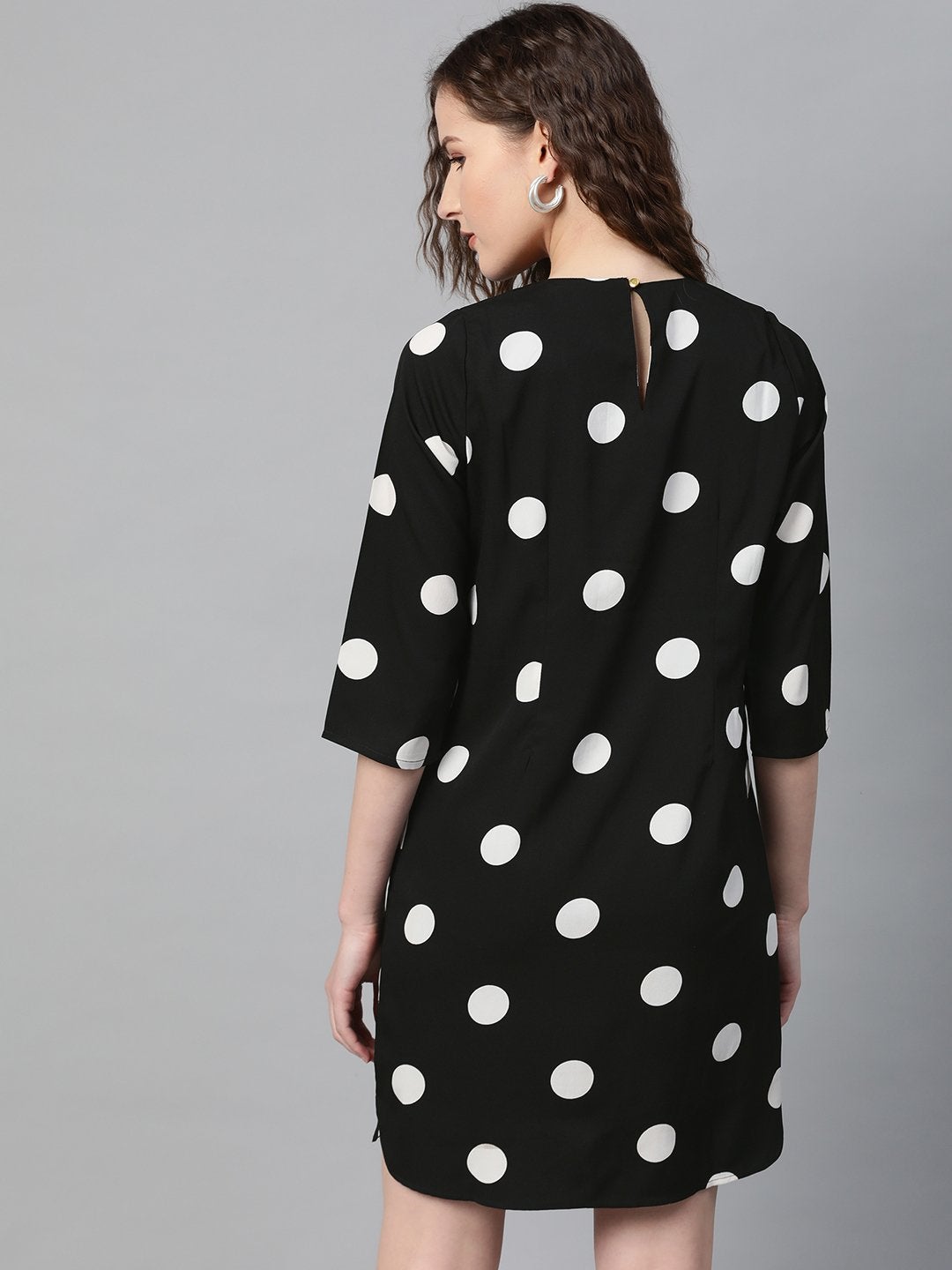 Women's Black Polka Shift Dress