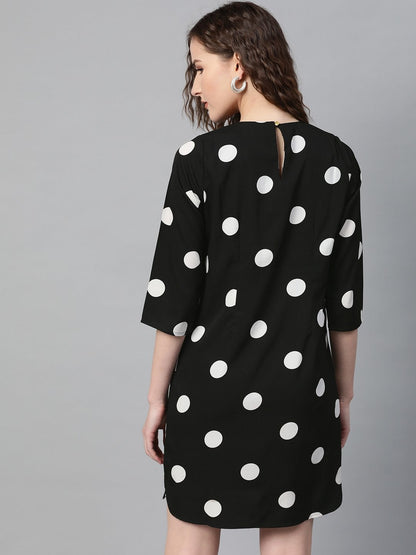 Women's Black Polka Shift Dress