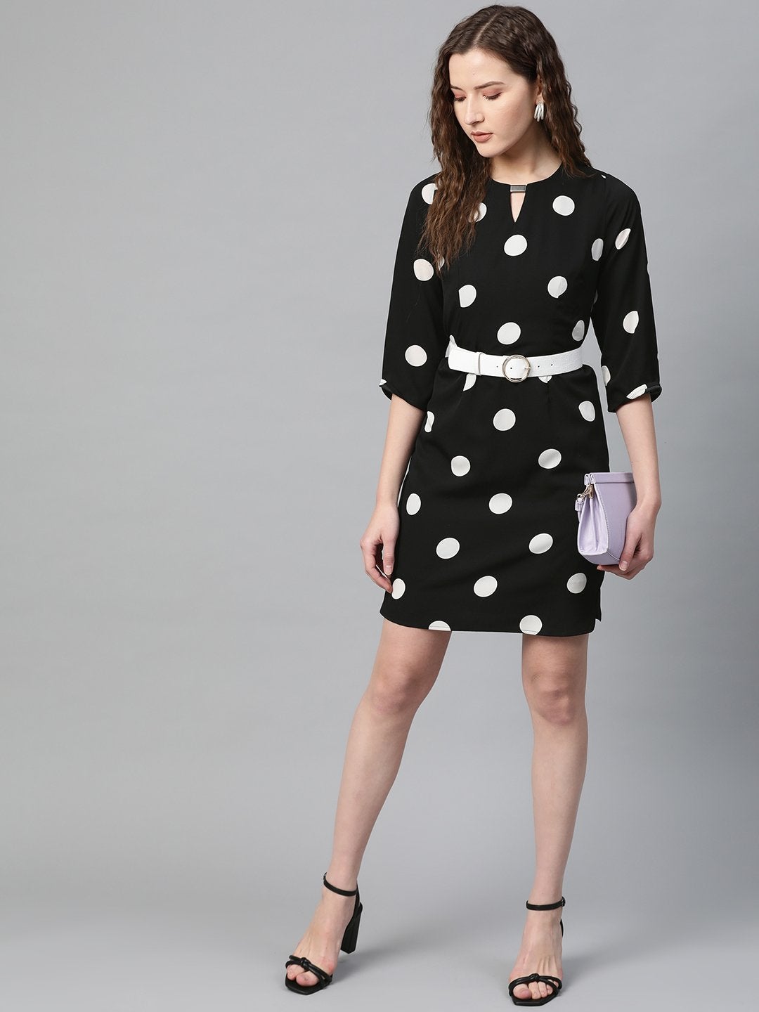 Women's Black Polka Shift Dress