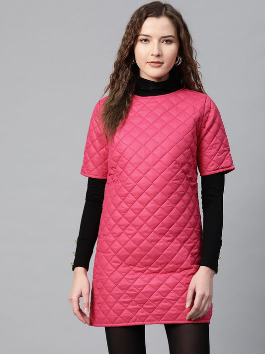 Women's Fuchsia Quilted Shift Dress