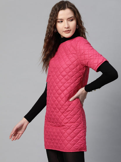 Women's Fuchsia Quilted Shift Dress