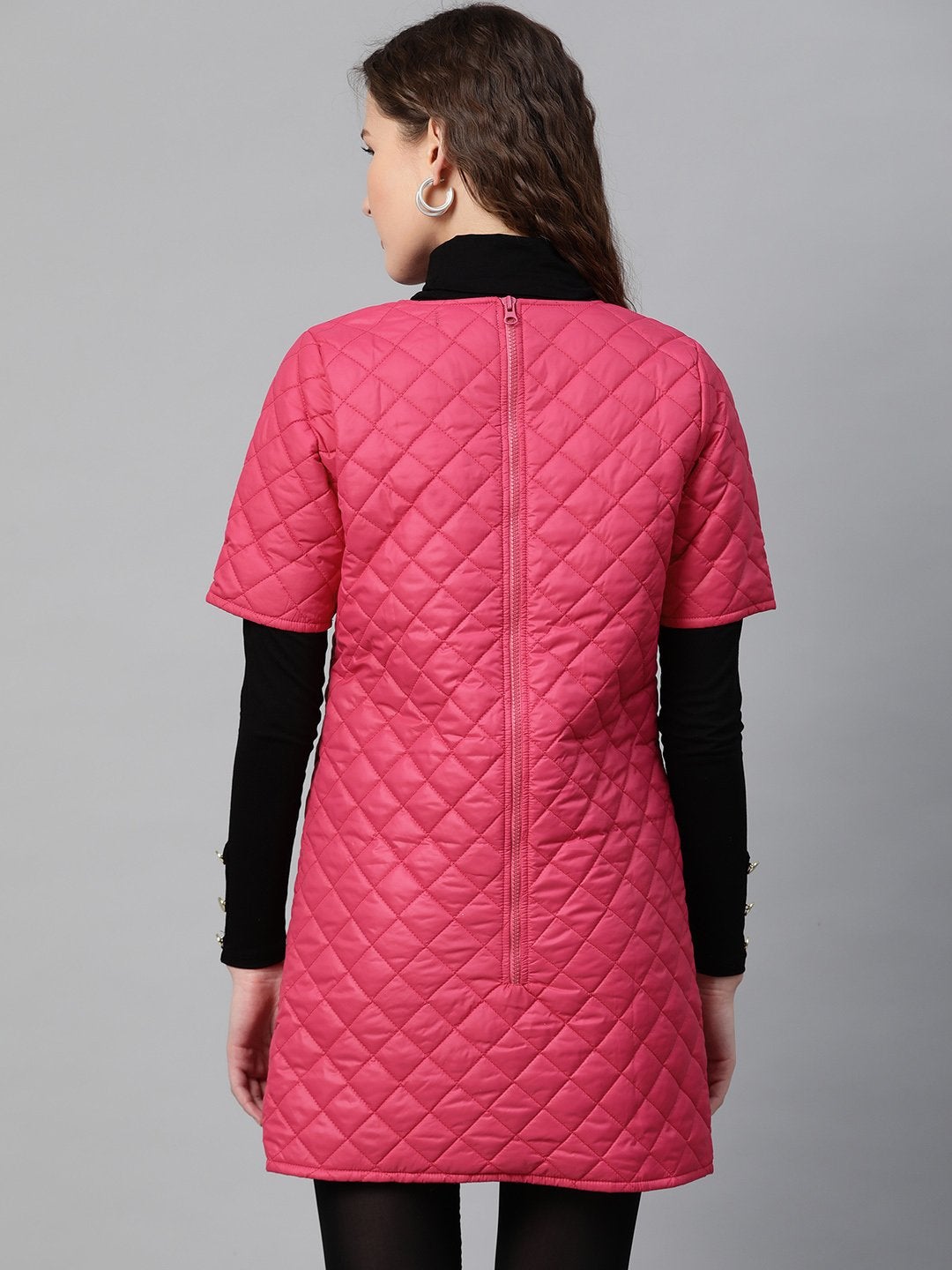 Women's Fuchsia Quilted Shift Dress