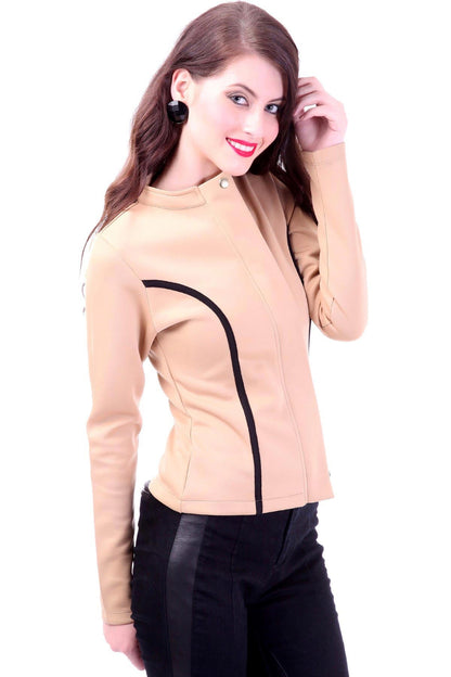 Women's Contrast Binding Beige Jacket